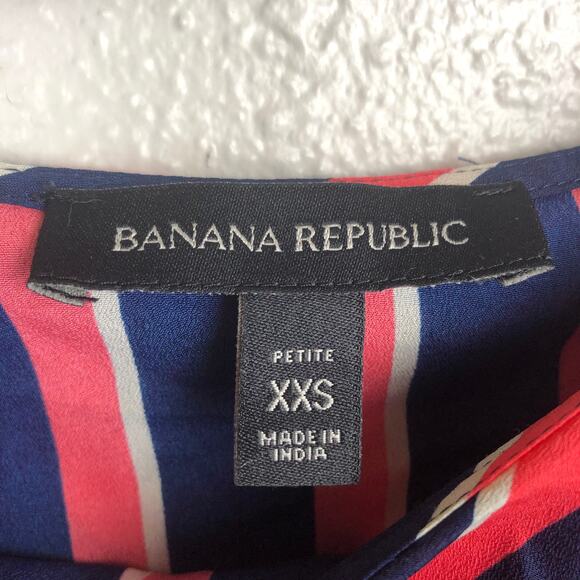 Banana Republic Petite Dark Blue Orange Striped Ruffle Off The Shoulder Blouse - Picture 5 of 8